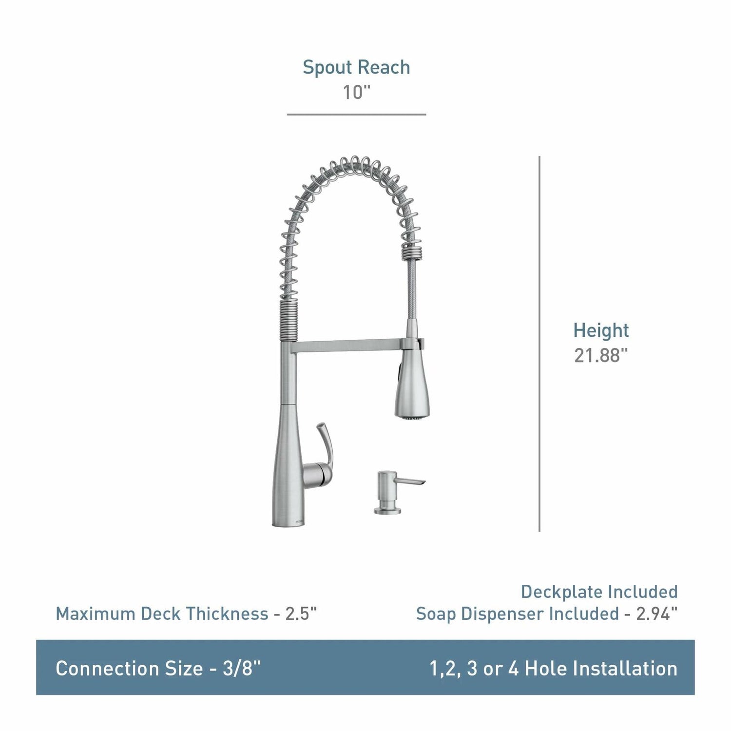 MOEN Essie Single-Handle Pre-Rinse Spring Pulldown Sprayer Kitchen Faucet with Power Clean in Matte Black