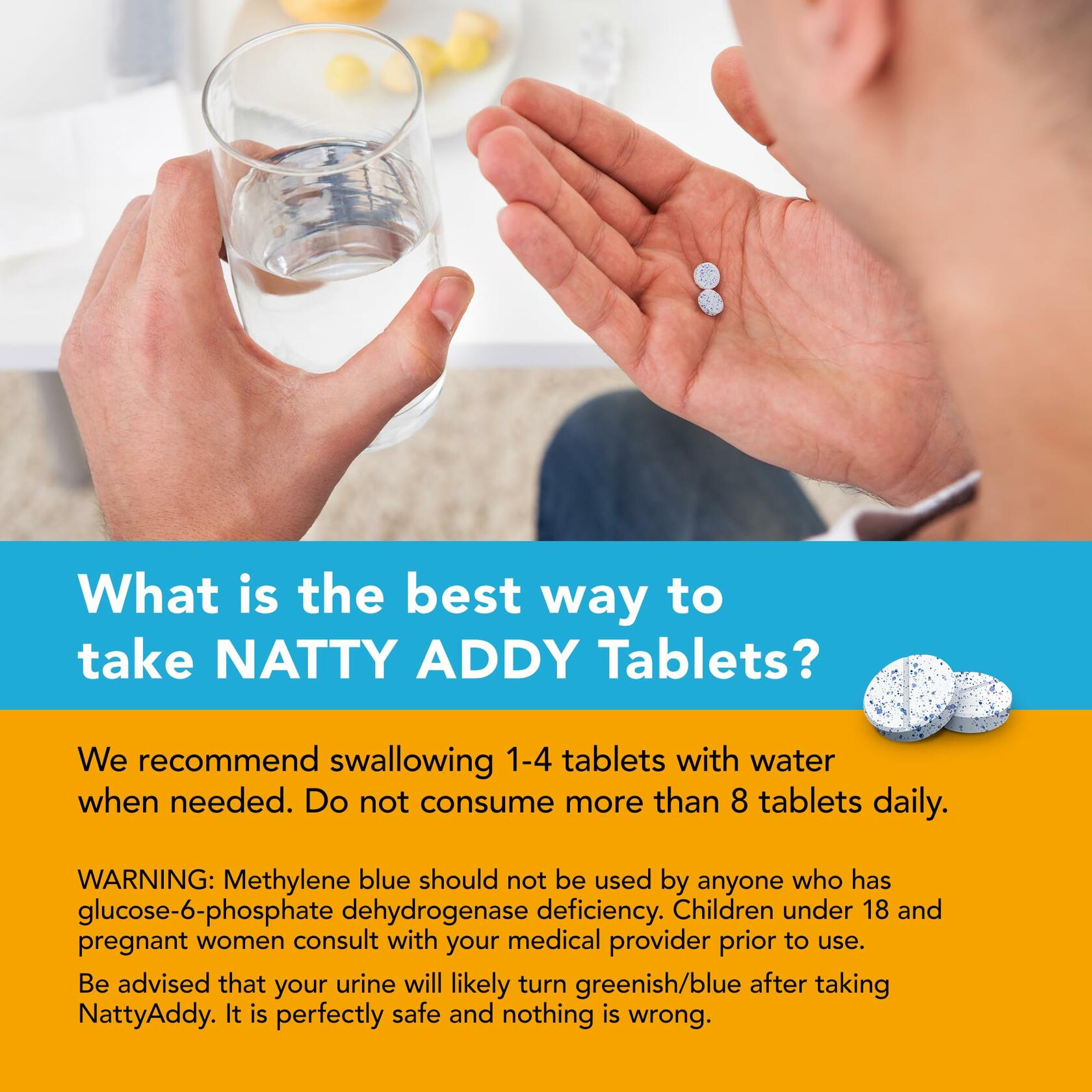 Natty Addy Maximum Strength Brain Support - Methylene Blue Pharmaceutical Grade, Caffeine and L-Theanine - Focus Supplement 60 caps