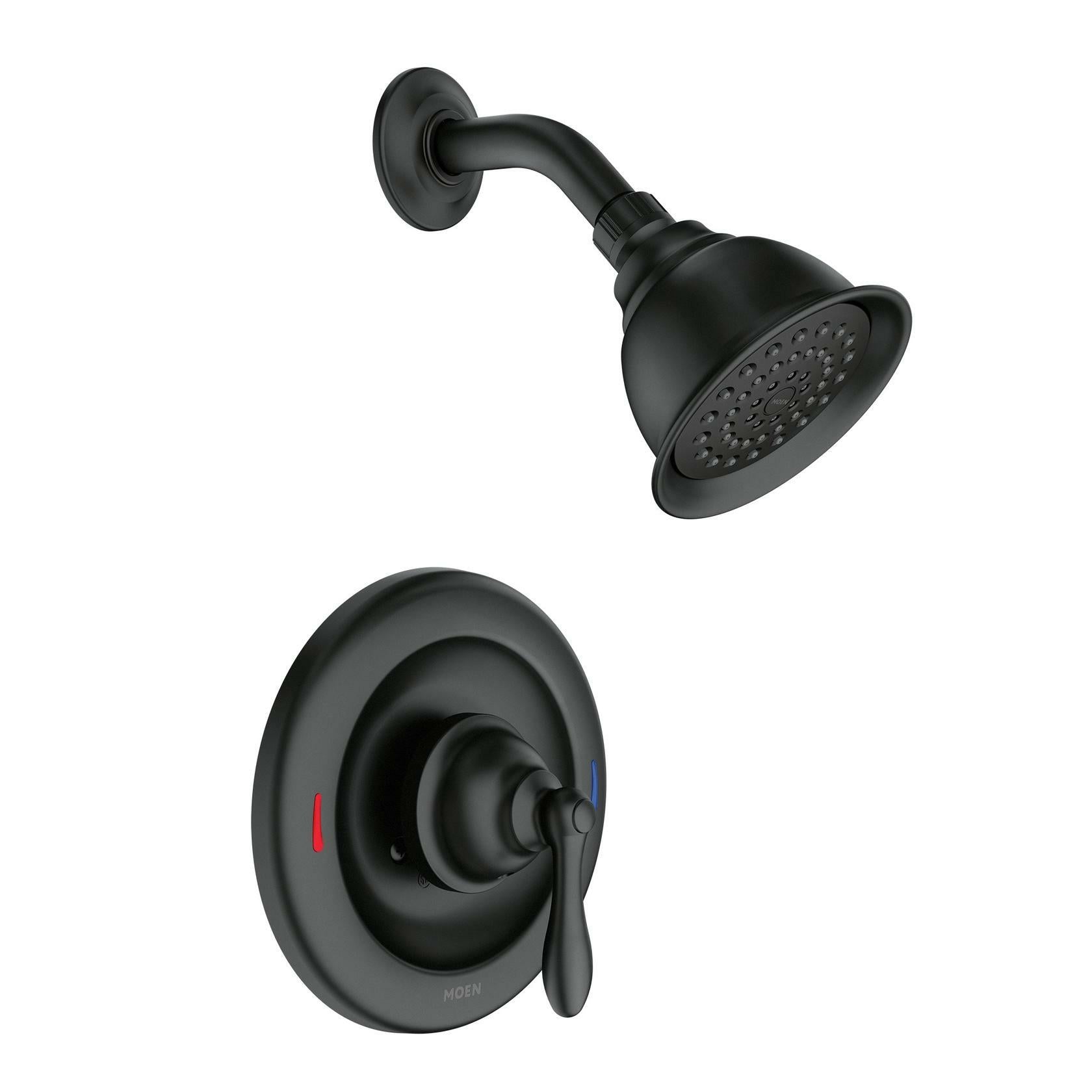 MOEN Caldwell 82495EPBL Single Handle Posi-Temp Pressure Balanced Shower Trim in Matte Black (Valve Included)