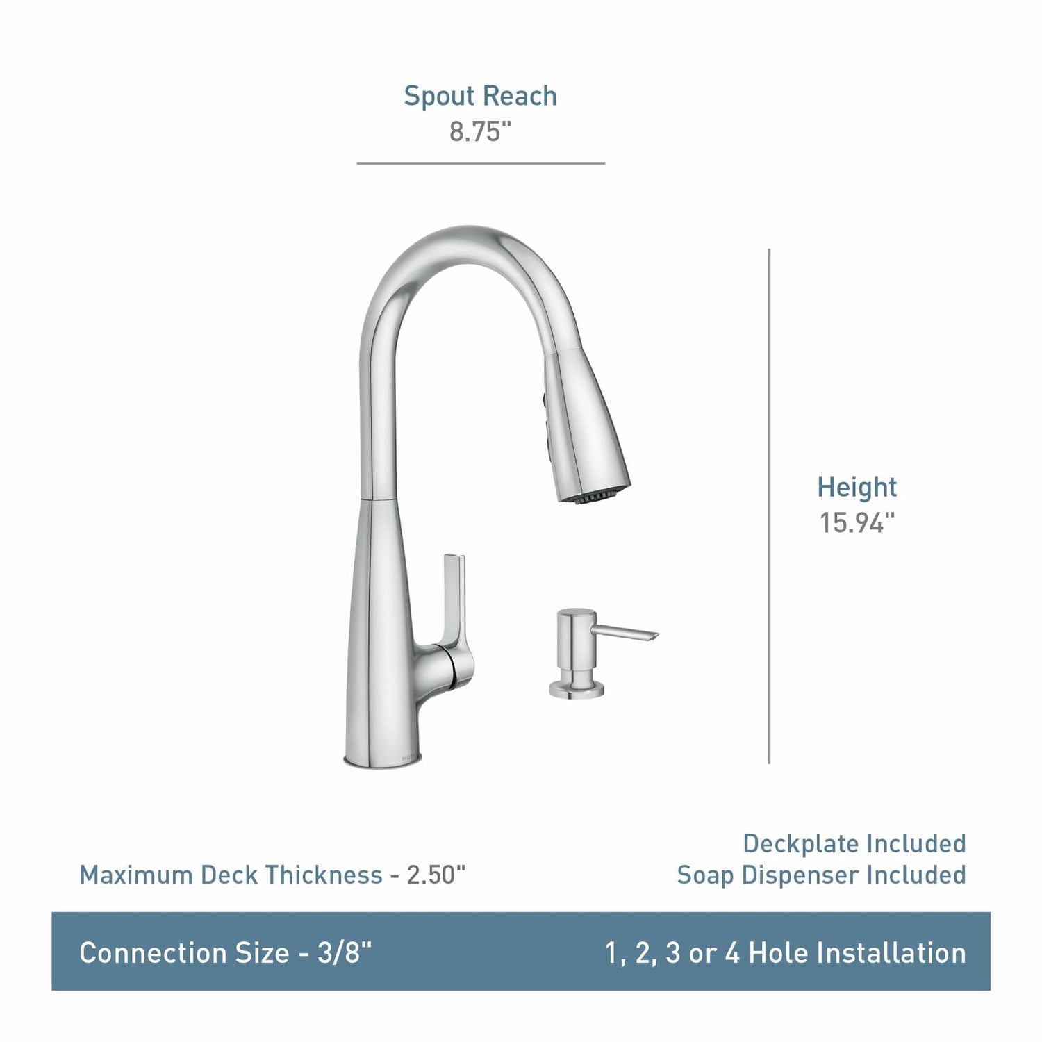 MOEN Haelyn 87627 Pull Down Sprayer Kitchen Faucet with 360 Degree Spout Swivel in Chrome