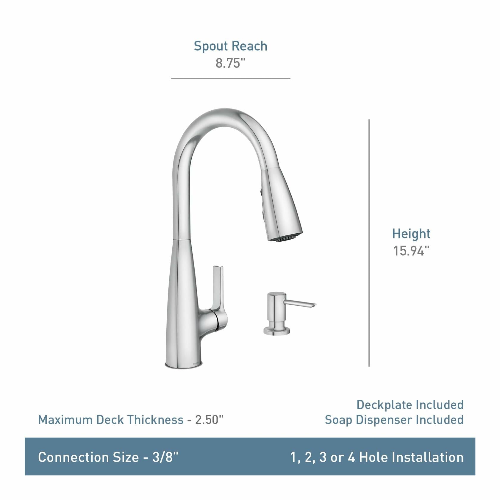 MOEN Haelyn 87627 Pull Down Sprayer Kitchen Faucet with 360 Degree Spout Swivel in Chrome