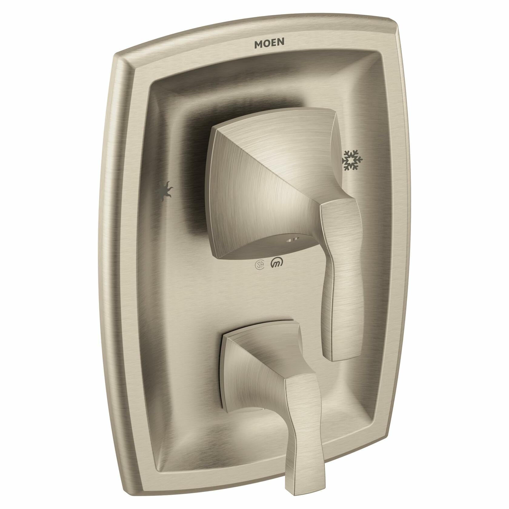 MOEN Voss T2690BN 2 Handle Wall Mounted Tub and Shower Trim Kit without Spout in Brushed Nickel (Valve Not Included)