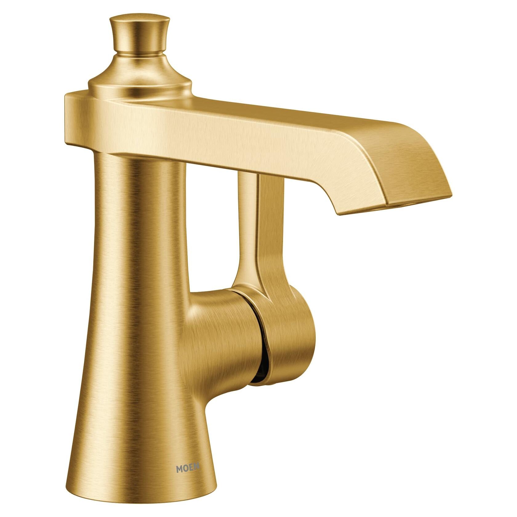 MOEN Flara S6981BG One-Handle Single Hole Bathroom Faucet with Drain Assembly in Brushed Gold