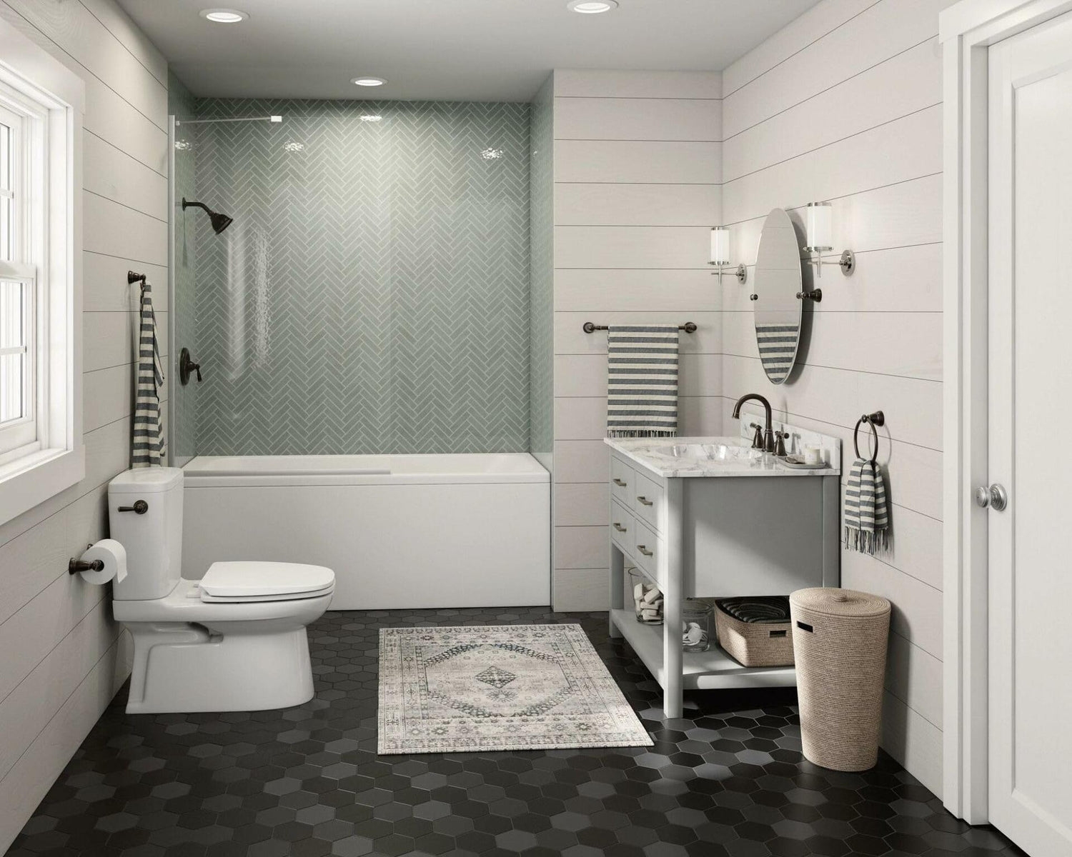 MOEN Banbury 82910BRB Single-Handle Tub and Shower Trim Kit Mediterranean Bronze (Valve Included)