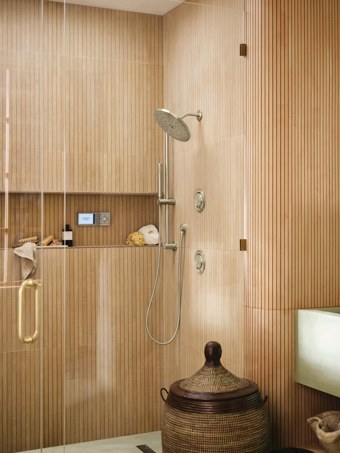 MOEN Level 3887EPBN Modern Eco-Performance Handshower Handheld Shower with 30-Inch Slide Bar and 69-Inch Metal Hose in Brushed Nickel