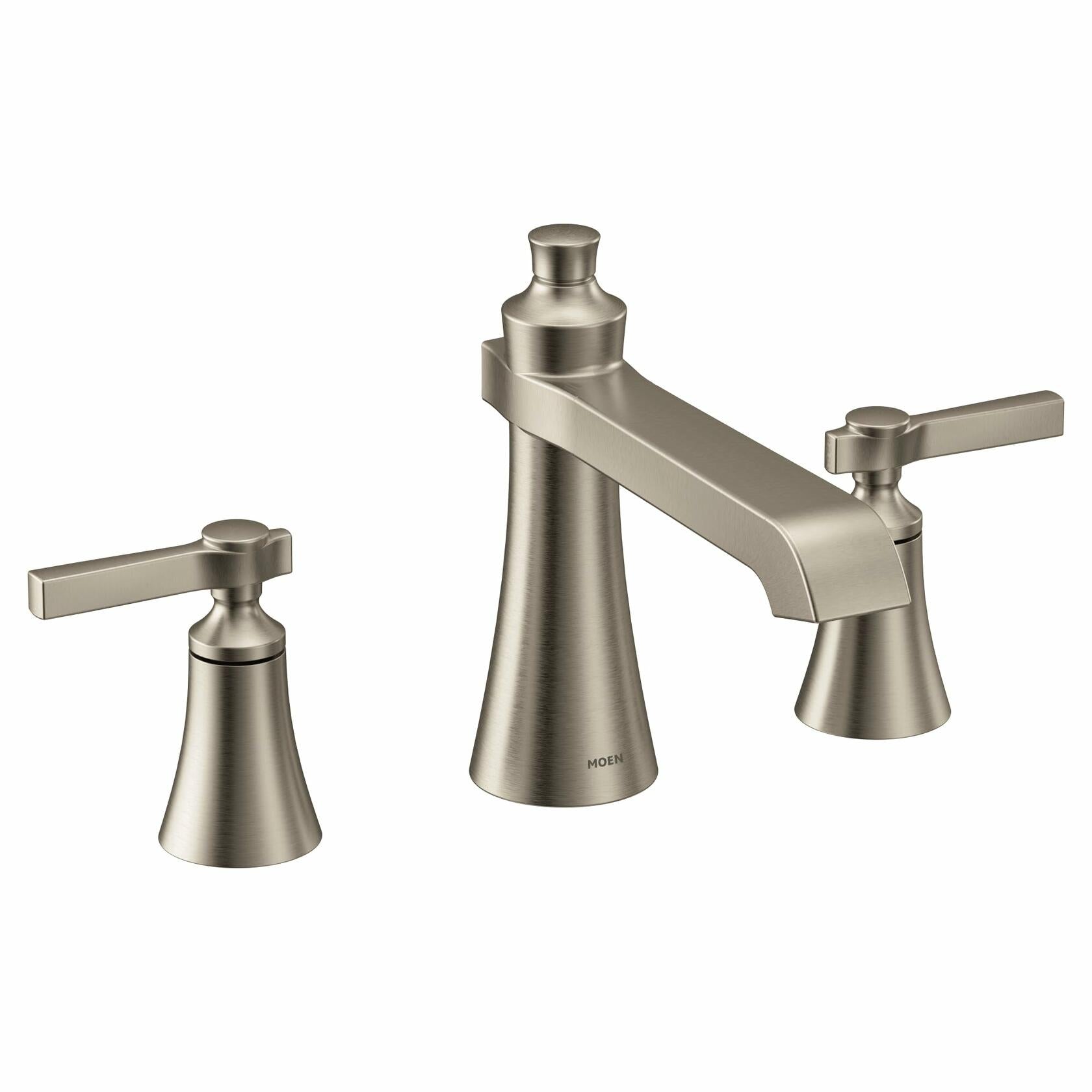 MOEN Flara TS926BN 2-Handle Deck Mount Lever Handle Roman Tub Faucet Trim Kit in Brushed Nickel (Valve Required)
