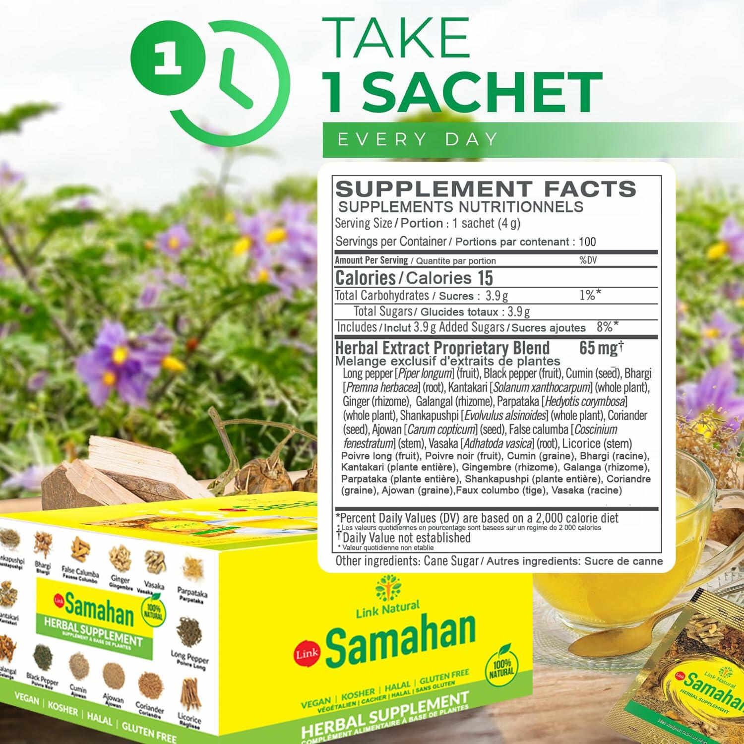 SAMAHAN Ayurvedic Herbal Tea Packets - Sri Lankan Ceylon Blend with 14 Natural Herbs Including Ginger, Black Pepper & More, Herbal Tea Bags for Wellness, Relaxation & Daily Comfort - 100 Count