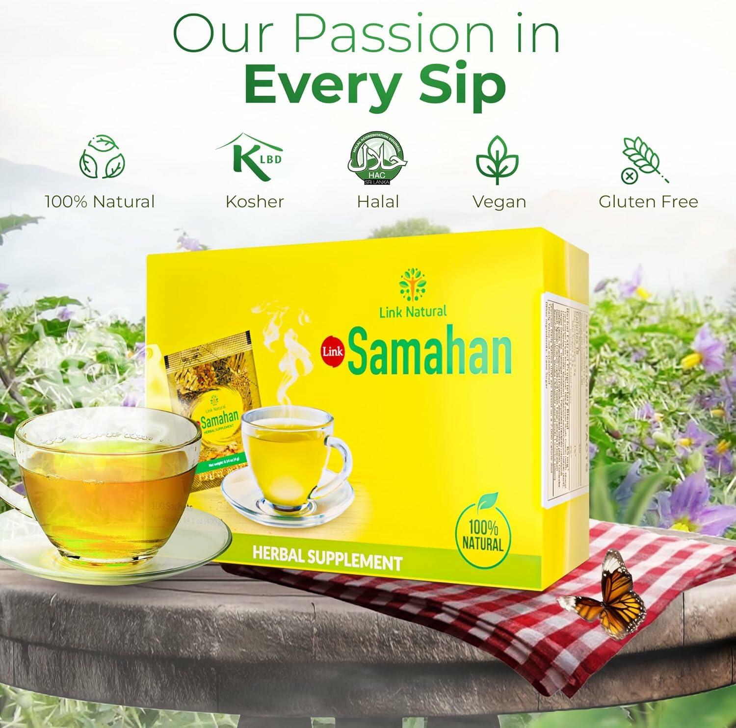 SAMAHAN Ayurvedic Herbal Tea Packets - Sri Lankan Ceylon Blend with 14 Natural Herbs Including Ginger, Black Pepper & More, Herbal Tea Bags for Wellness, Relaxation & Daily Comfort - 100 Count