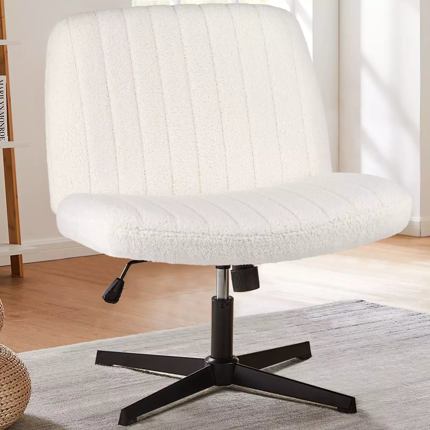 Cross-Legged Rocking Office Chair, Armless, Adjustable Swivel, Task Chair
