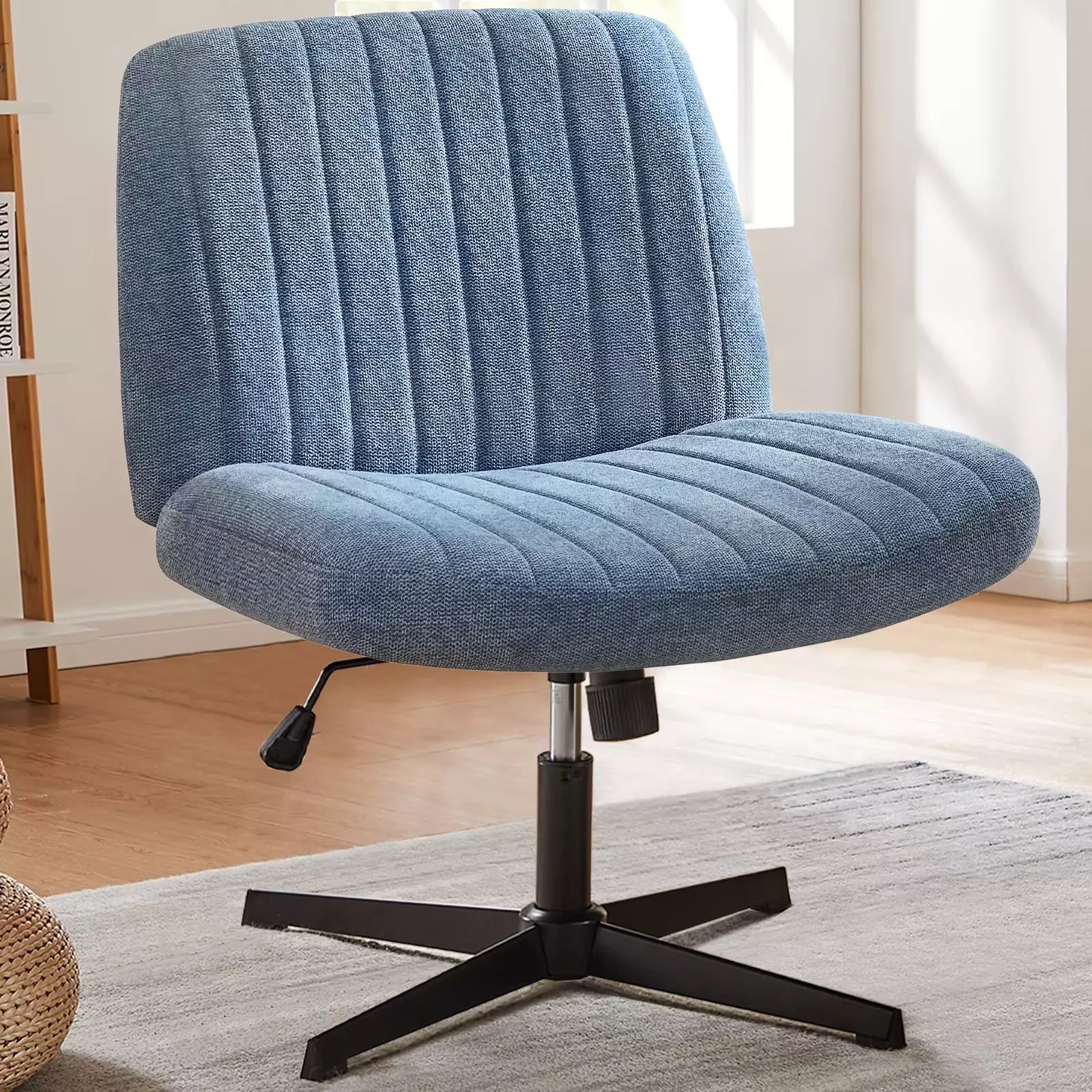 Cross-Legged Rocking Office Chair, Armless, Adjustable Swivel, Task Chair