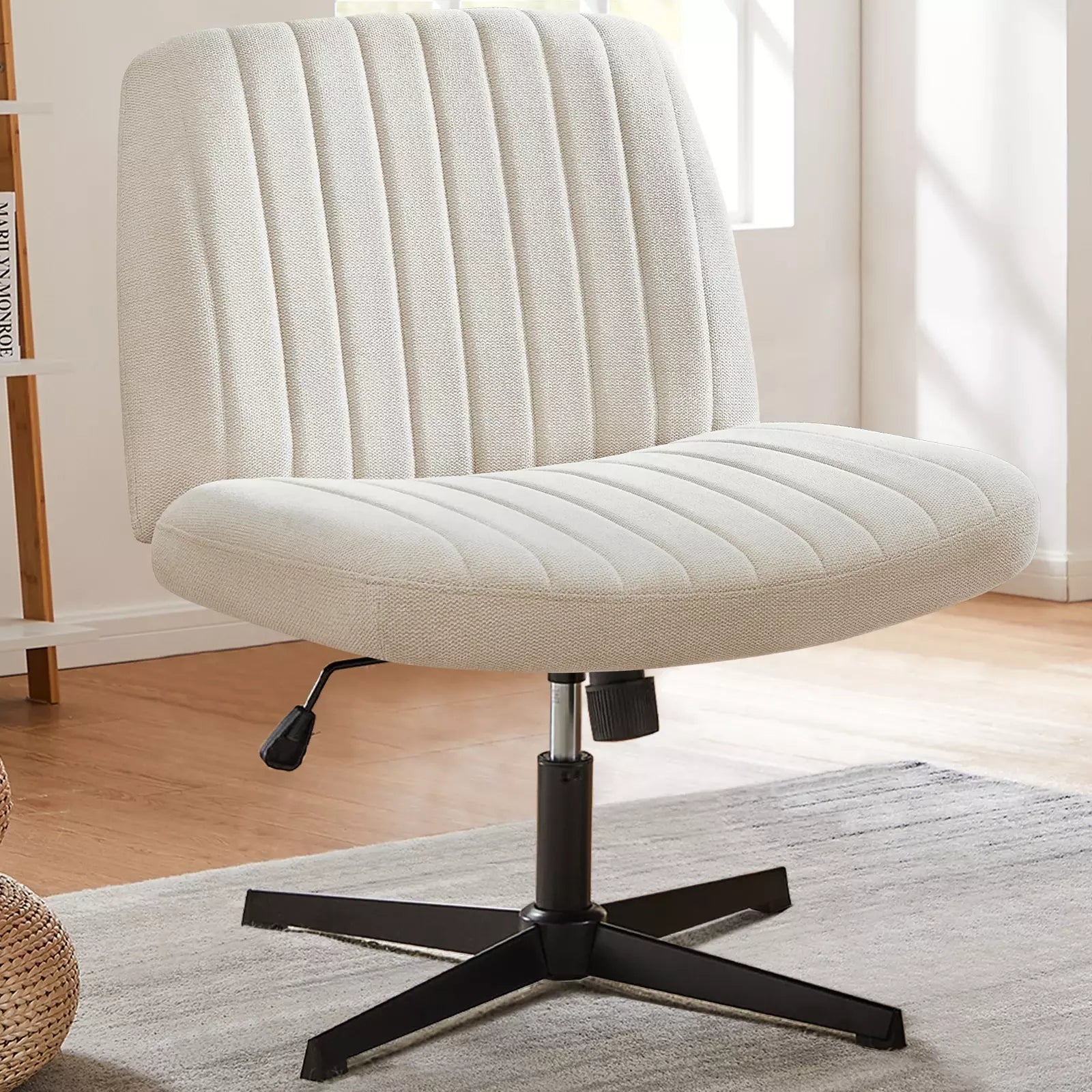 Cross-Legged Rocking Office Chair, Armless, Adjustable Swivel, Task Chair
