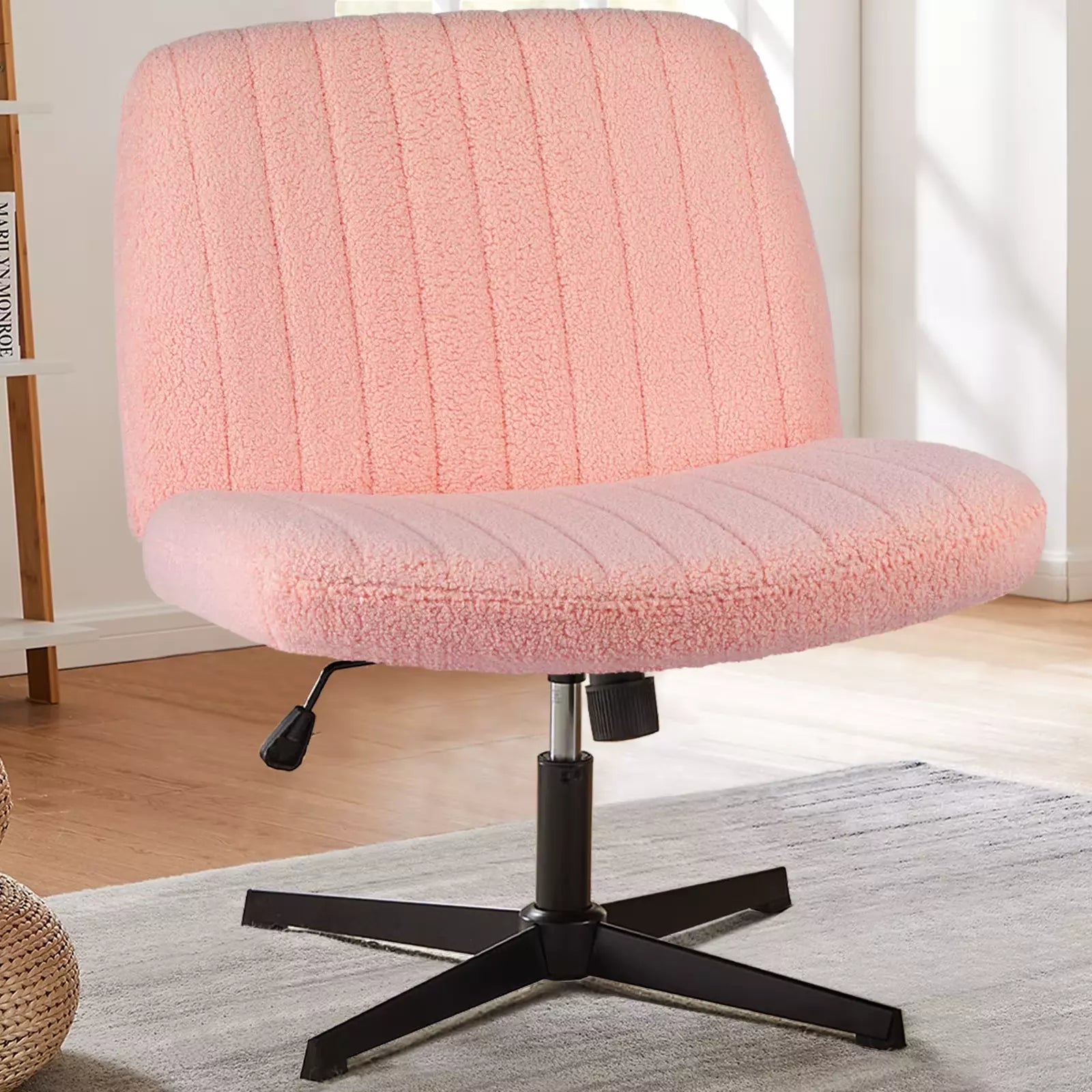 Cross-Legged Rocking Office Chair, Armless, Adjustable Swivel, Task Chair