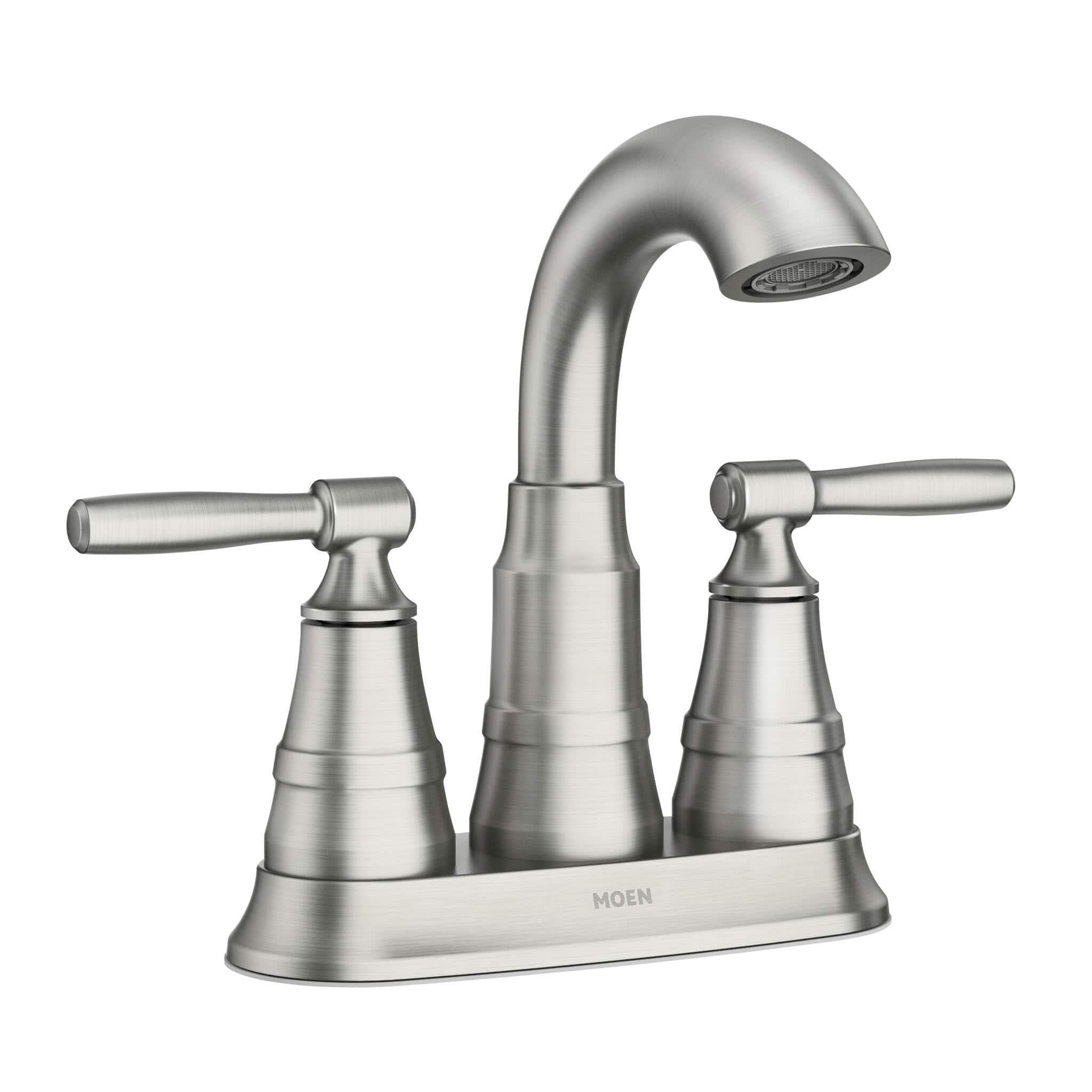 Moen Halle 84971SRN 4 in. Brushed Nickel 2-Handle Centerset Bathroom Faucet With Drain Assembly