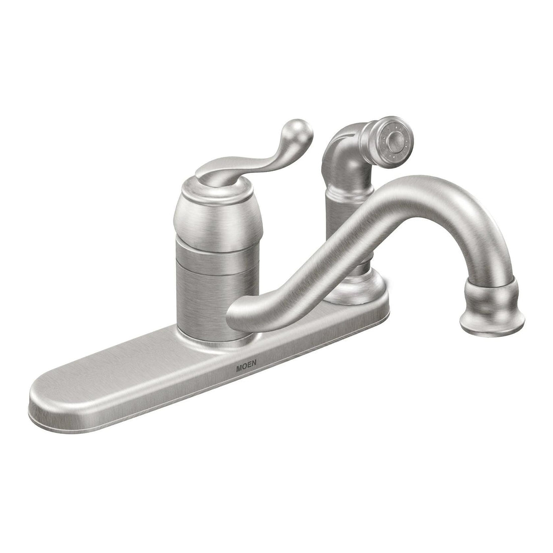 MOEN Muirfield CA87524SRS Single Handle Deck-Mount Kitchen Faucet with Sprayer in Spot Resist Stainless