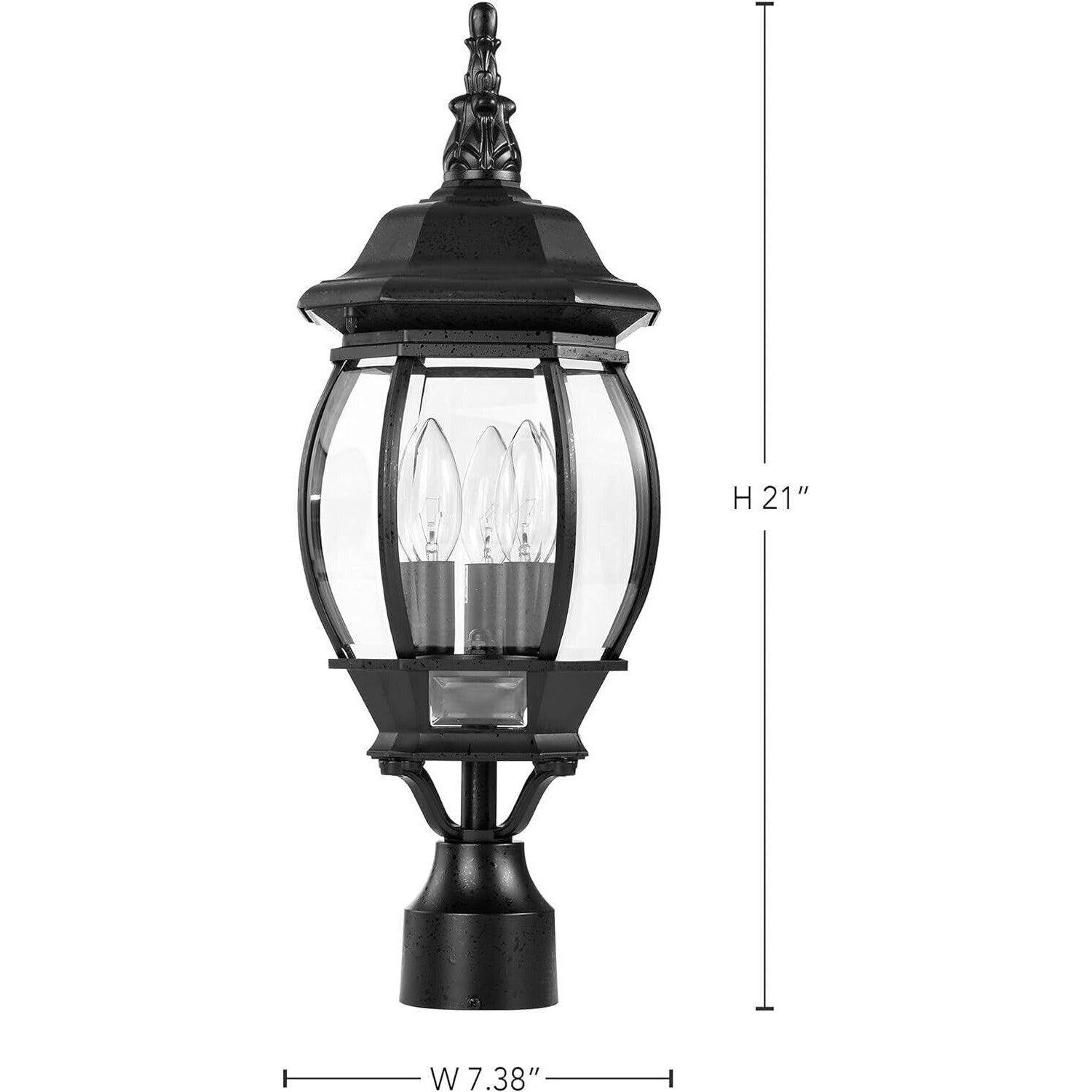 NUVO 60/899 Central Park Outdoor 3-Light Post Lantern,  21 x 7.4 in (Black)