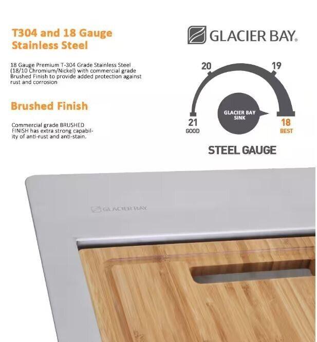 Glacier Bay 27 in. Undermount Single Bowl 18 Gauge Stainless Steel Kitchen Sink