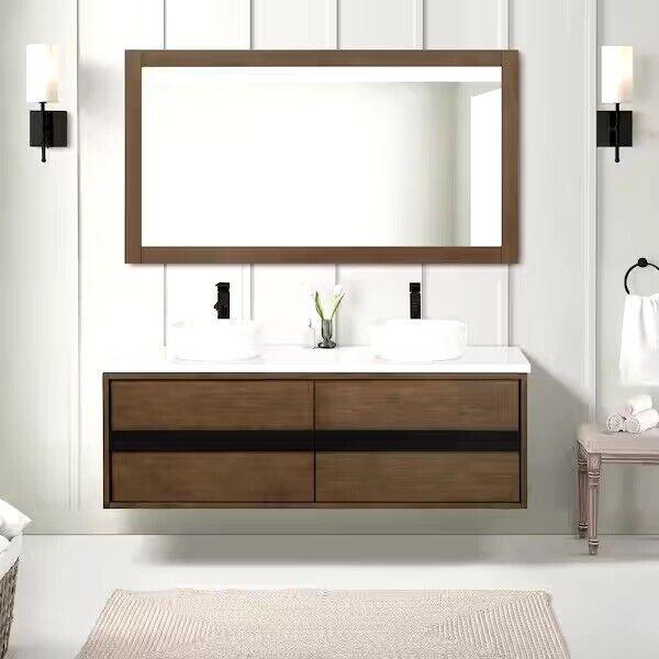 Kordite 60 in. W x 32 in. H Rectangular Framed Wall Mount Bathroom Vanity Mirror