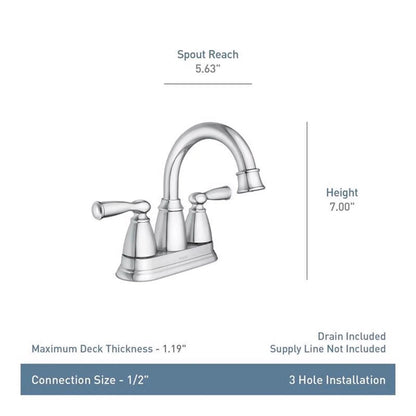 Moen Banbury 84943 4-in Centerset 2-Handle Bathroom Faucet in Chrome