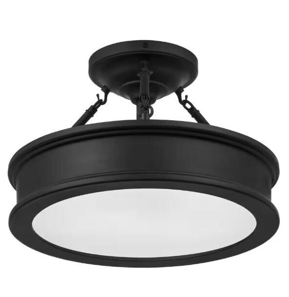 Home Decorators Collection Grafton 15 in. 3-Light Coal Semi-Flush Mount Ceiling - Like New