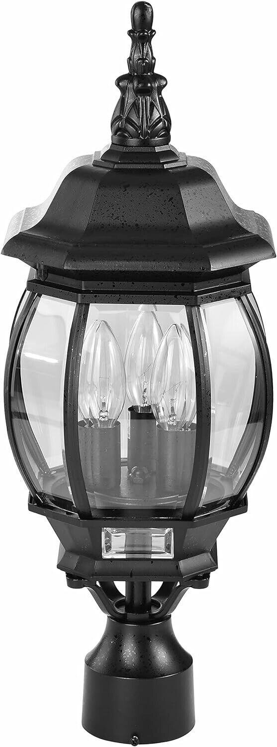 NUVO 60/899 Central Park Outdoor 3-Light Post Lantern,  21 x 7.4 in (Black)