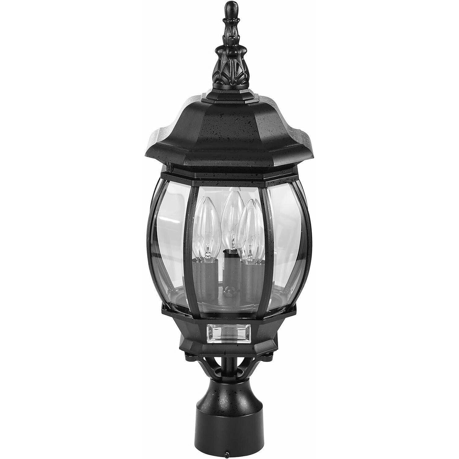 NUVO 60/899 Central Park Outdoor 3-Light Post Lantern,  21 x 7.4 in (Black)