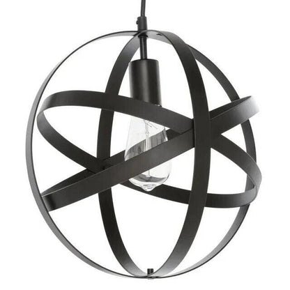 Home Decorators Orbit 1-Light Black Mini Pendant with Black Metal Strap Design - Like New