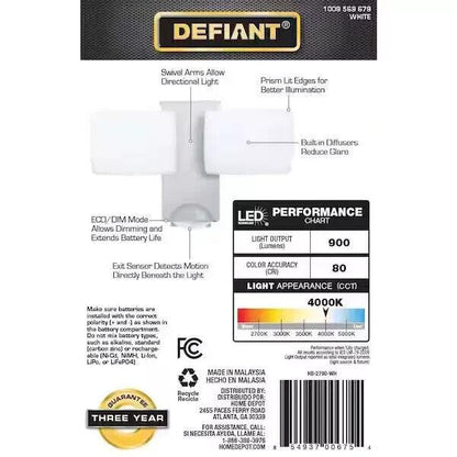 Defiant 270-Degree Motion Battery Powered Outdoor Dusk to Dawn LED Flood Light - Like New