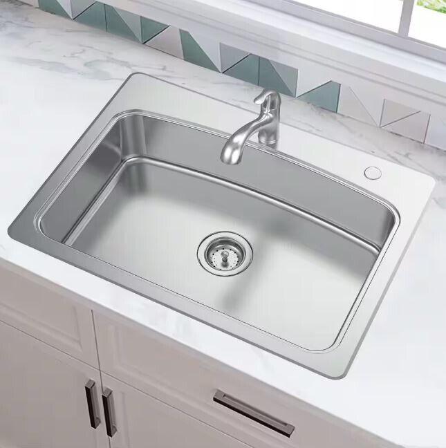 Glacier Bay 33 in. Drop-In Single Bowl 20 Gauge Stainless Steel Kitchen Sink