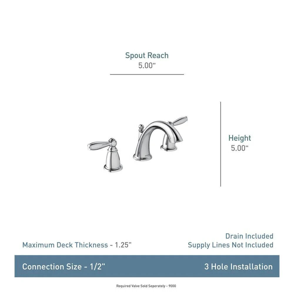 Moen Eva T6620BN 8 in. Widespread 2-Handle High-Arc Bathroom Faucet Trim Kit in Brushed Nickel (Valve Not Included)