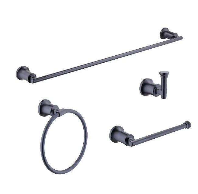 Glacier Bay Oswell 4-Piece Bathroom Hardware Set in Matte Black