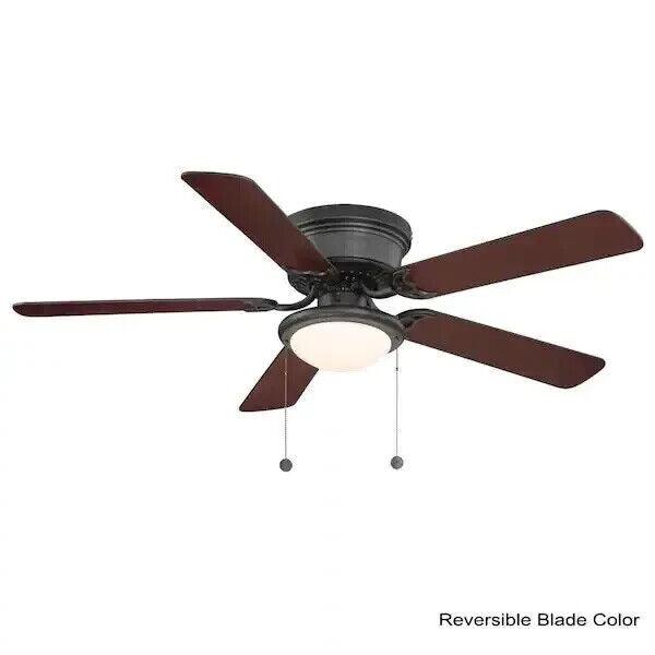 Hugger 52 in. LED Indoor Black Ceiling Fan with Light Kit - Like New