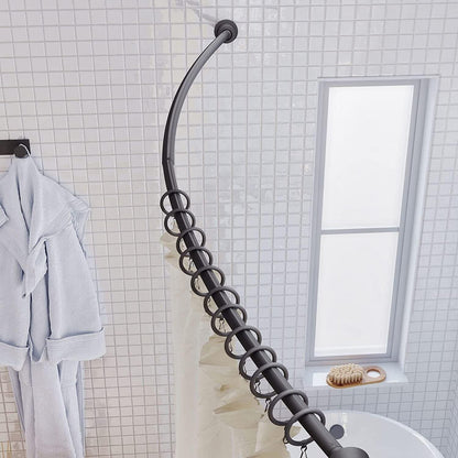 Gatco Modern Minimalist 72 in. Curved Shower Rod Set in Matte Black - Like New