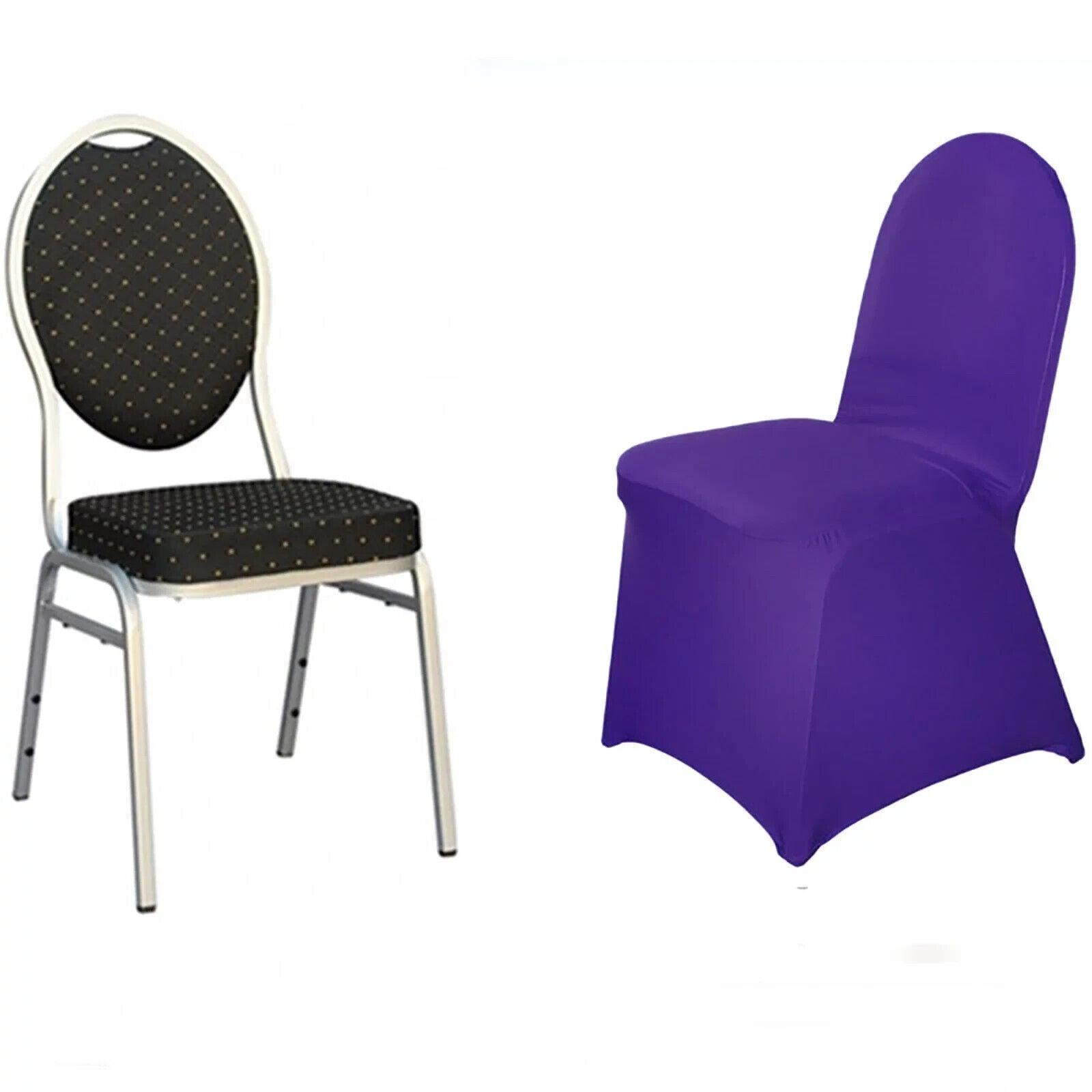 Efavormart Purple Stretchy Spandex Fitted Banquet Chair Cover