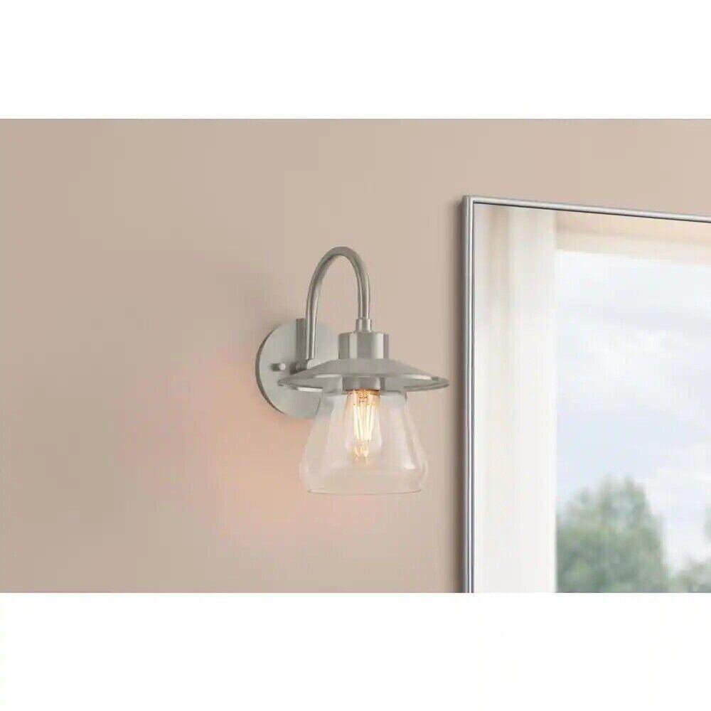 HAMPTON BAY Northmoore 8 in. Brushed Nickel Farmhouse Bathroom Vanity Light