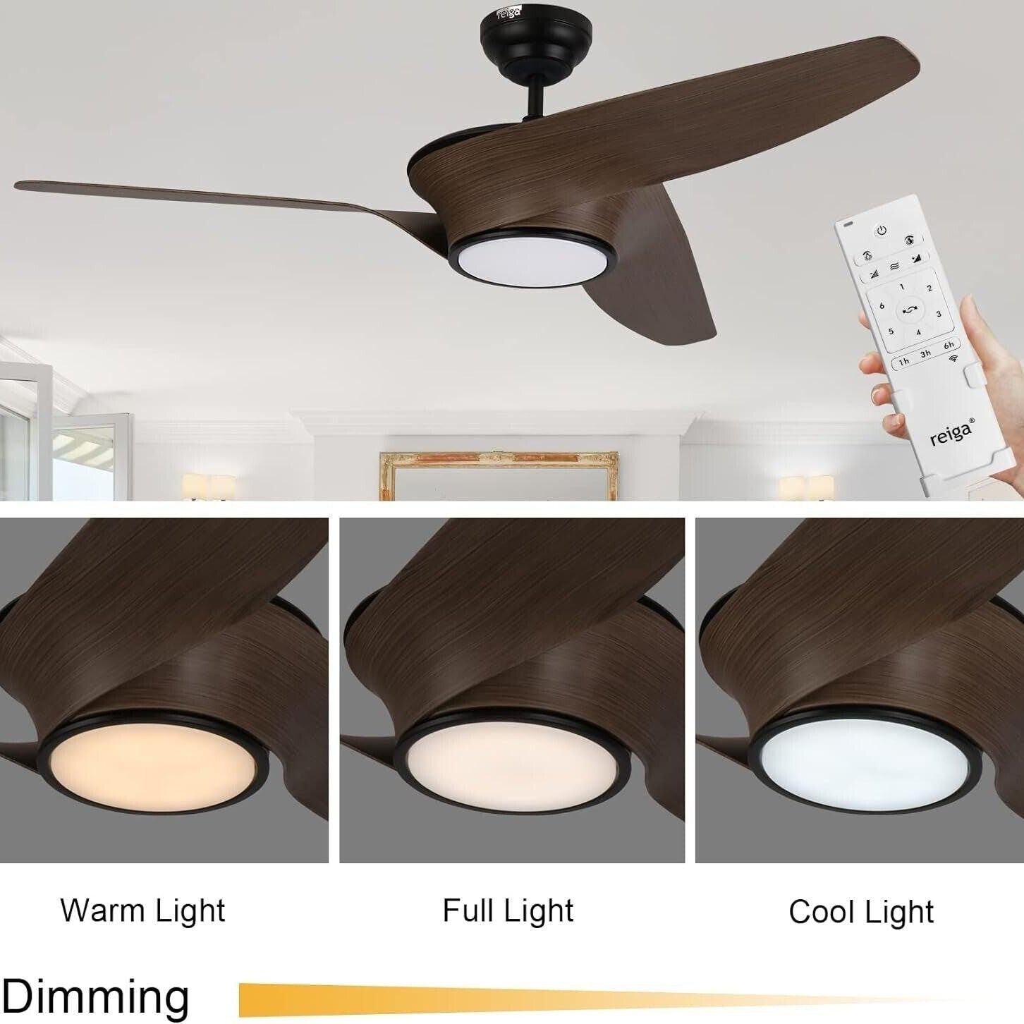 OFANTOP 52 Inch ETL Listed Indoor Outdoor Smart Ceiling Fans with Lights Remote - Like New