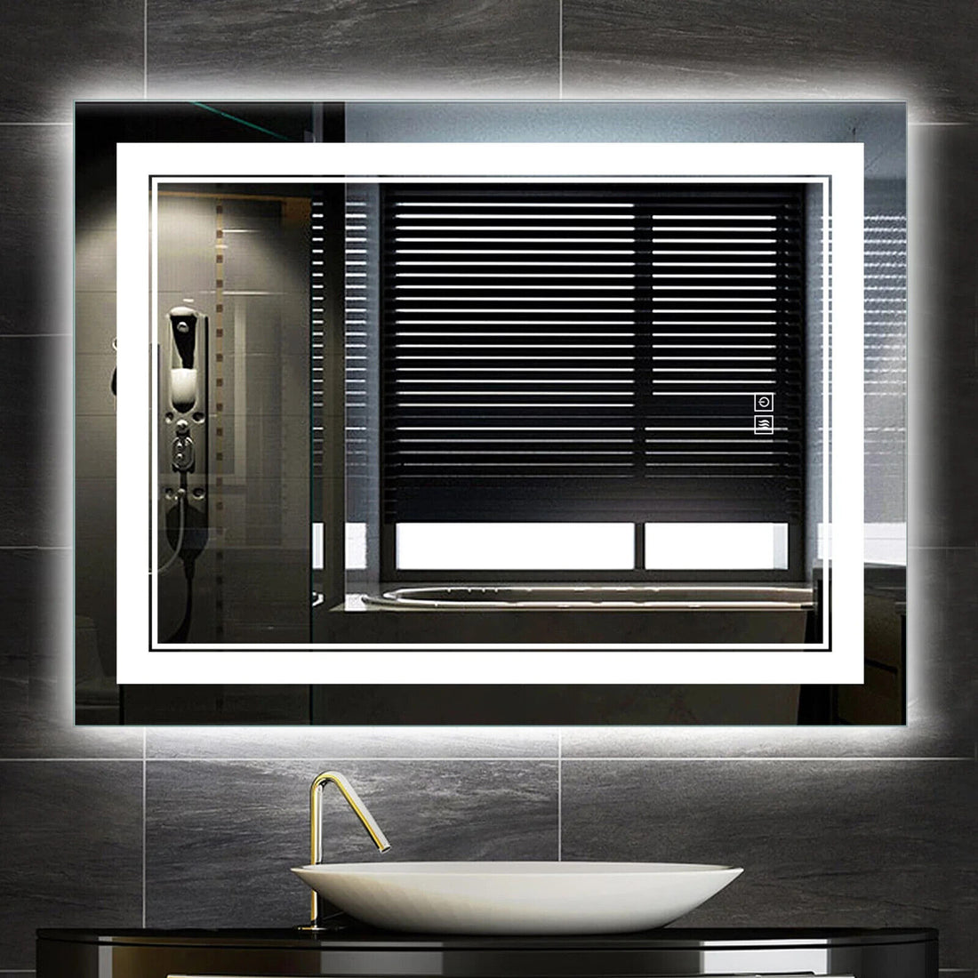NEUTYPE 32 in. x 24 in. Modern Rectangular Frameless LED Bathroom Vanity Mirror - Like New