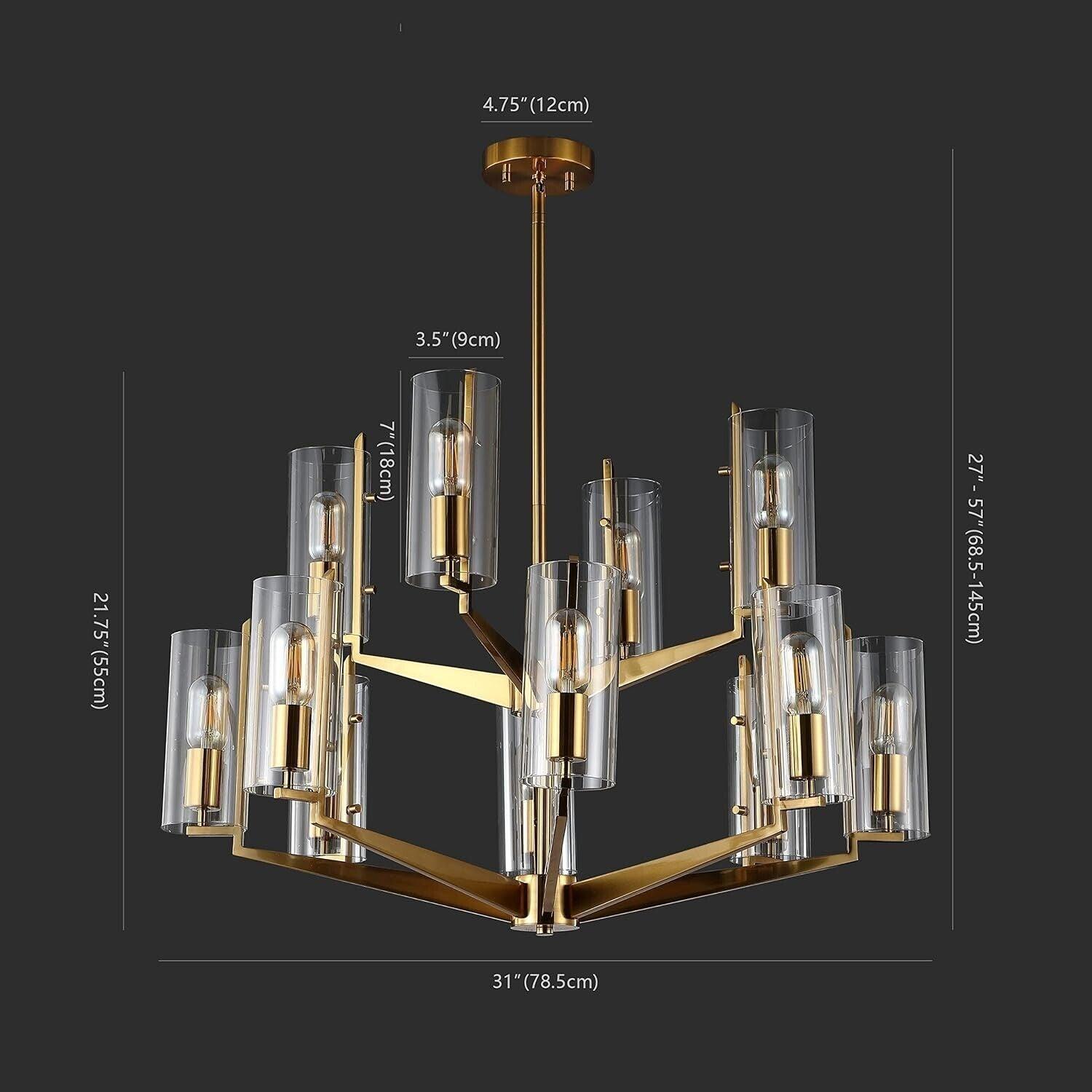 Safavieh Couture Lighting Collection Jennica Art Deco Glam Gold Glass Chandelier