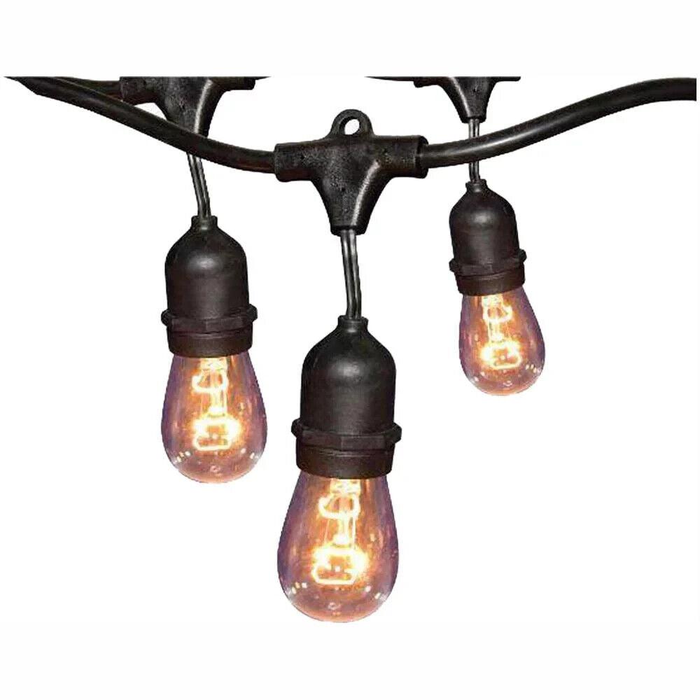 Hampton Bay 12-Light 24 ft. Black Commercial Incandescent String Light