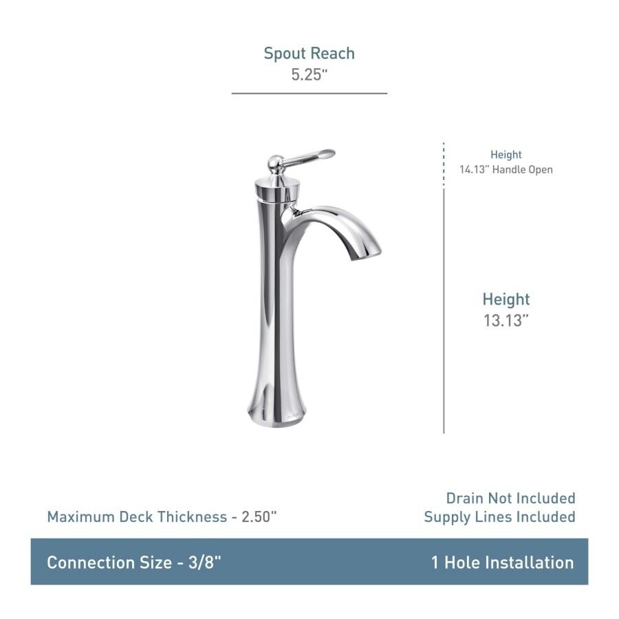 Moen Wynford 4507BN Single Hole Single-Handle Vessel Bathroom Faucet in Brushed Nickel