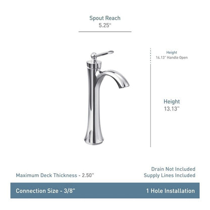 Moen Wynford 4507BN Single Hole Single-Handle Vessel Bathroom Faucet in Brushed Nickel