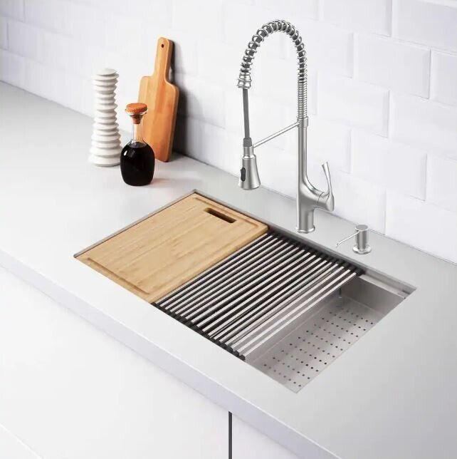 Glacier Bay 27 in. Undermount Single Bowl 18 Gauge Stainless Steel Kitchen Sink