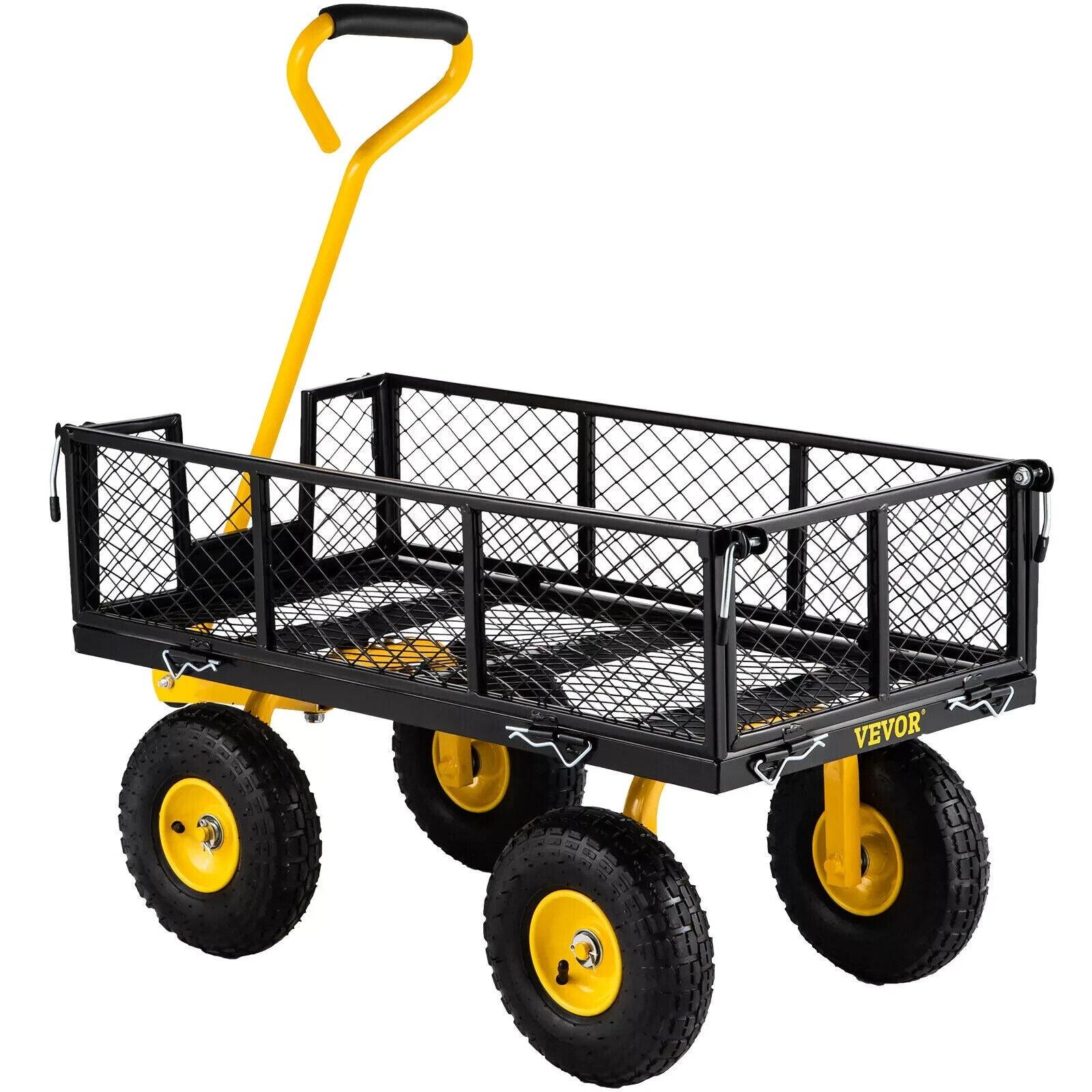 VEVOR Steel Garden Cart, Heavy Duty 500 lbs Capacity with 180° Rotating Handle