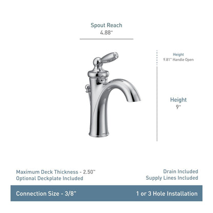 Moen Brantford 6600BN Single-Handle Single-Hole High-Arc Bathroom Faucet in Brushed Nickel (Valve Included)