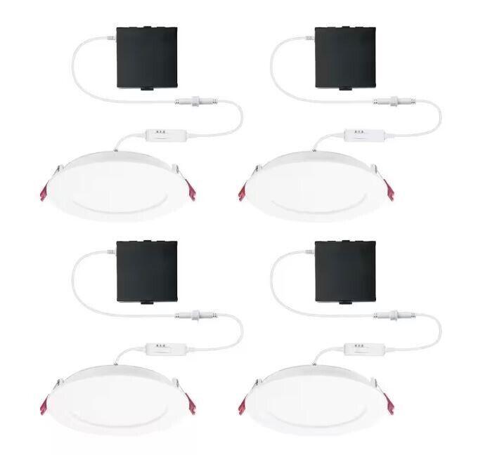 Commercial Electric 4 in. LED Slim 3 CCT Canless - White (4-Pack)