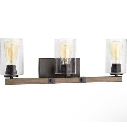 Progress Lighting Barnes Mill 24 in. 3-Light Antique Bronze  Glass Vanity Light