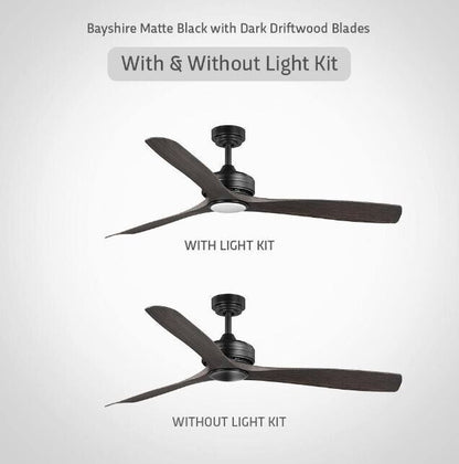 HDC Bayshire 60 inch LED Ceiling Fan Light Kit Remote Matte Black/Dark Driftwood - Very Good