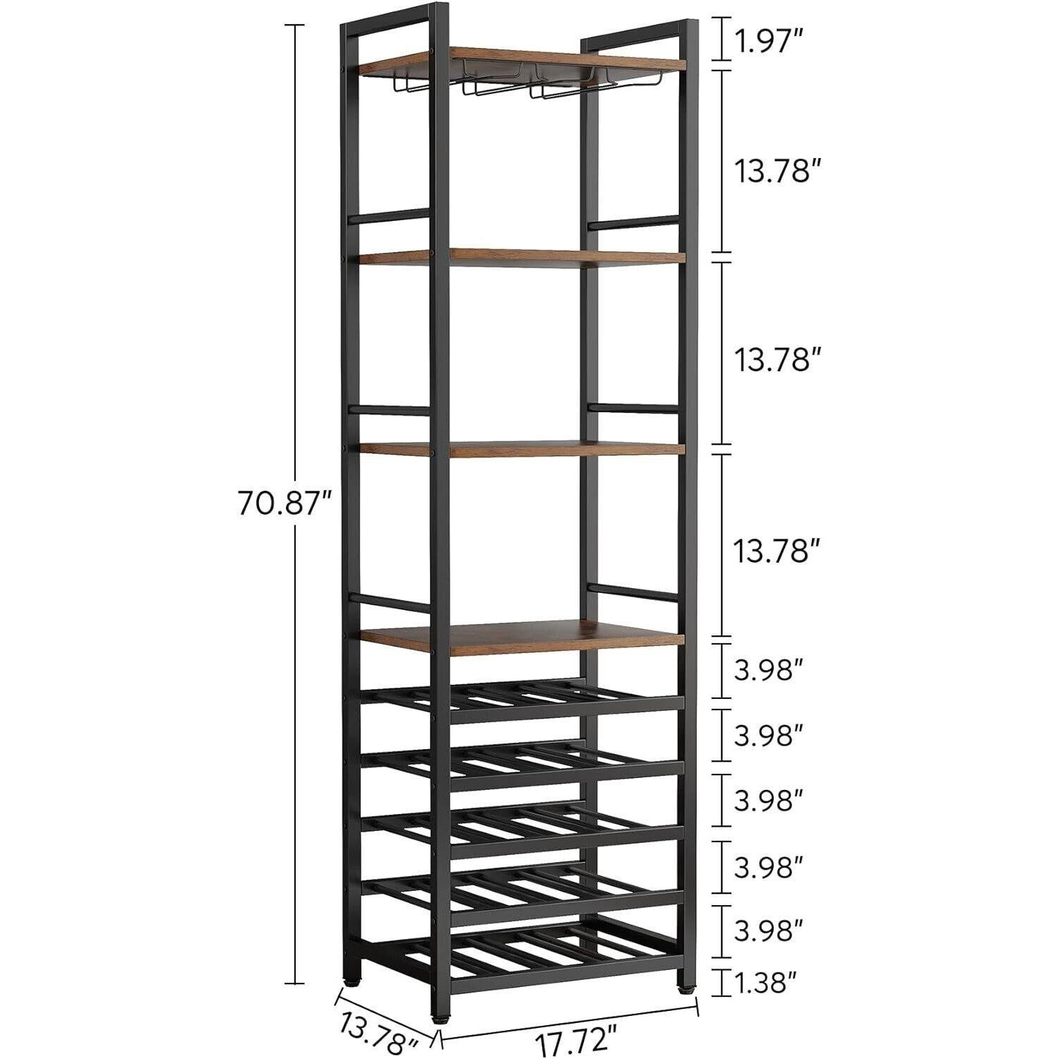 Tribesigns 20 Bottle Wine Bakers Rack, 9 Tier Freestanding Wine Rack With Glass - Like New