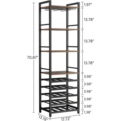 Tribesigns 20 Bottle Wine Bakers Rack, 9 Tier Freestanding Wine Rack With Glass - Like New