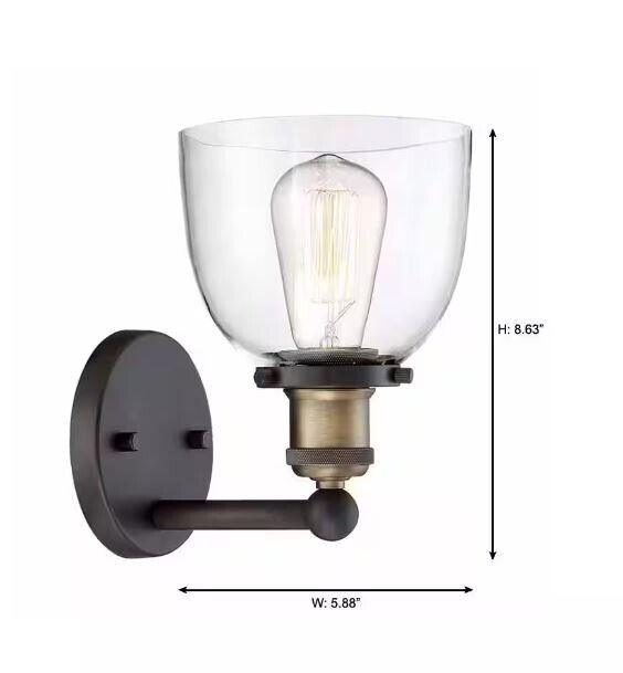 Home Decorators Collection Evelyn 1 Light Wall Sconce Bronze Finish/Clear Glass - Like New