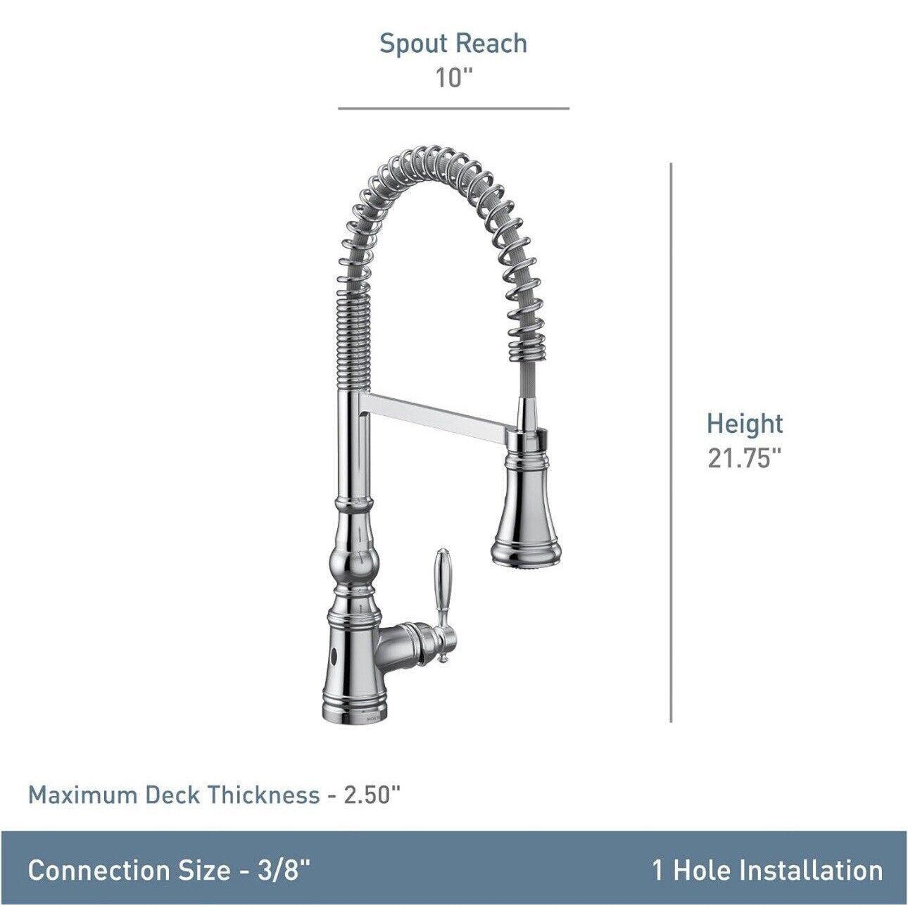 Moen S73104EWBL Weymouth Single Handle Pre-Rinse Spring Pulldown Kitchen Faucet